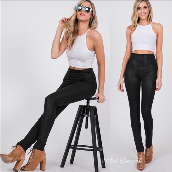 ❤️ LAST! High Waist Textured Snakeskin PU Leggings! - Picture 4 of 8